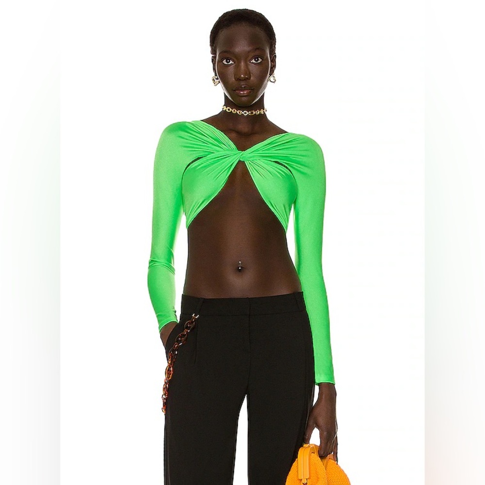 COPERNI Twist Long-sleeve Cropped Top In Neon Green